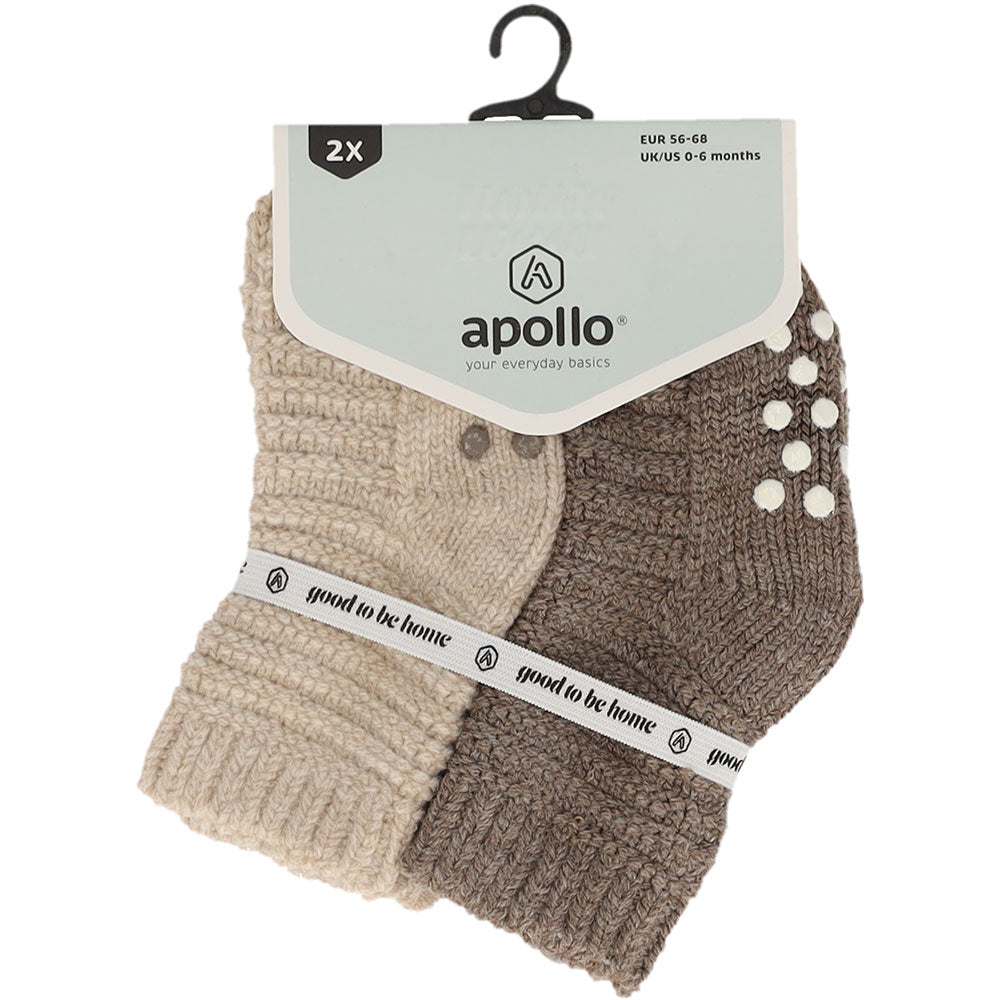 Zwei Paar beige Apollo Baby Stricksocken im 2er-Set