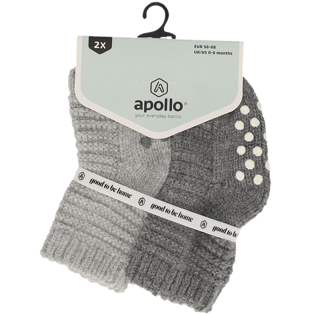 Deux paires de chaussettes bébé Apollo grises des tailles 56 à 98
