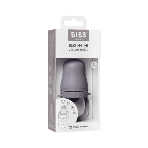 BIBS Baby Fruit Tétine Grise dans son emballage d'origine avec deux embouts en silicone pour bébés à partir de 4 mois