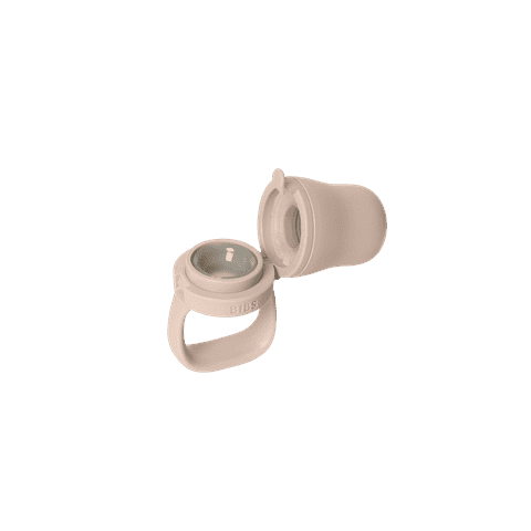 Tétine aux fruits BIBS Baby ouverte Rosé avec attache en silicone et capuchon de protection