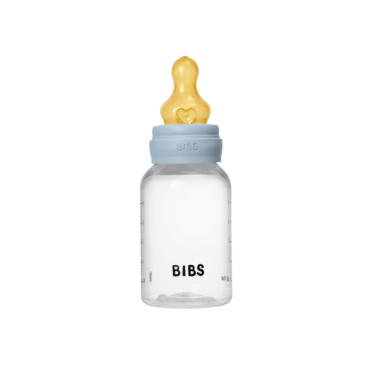 Biberon BIBS 150 ml bleu bébé avec système anti-colique, tétine en latex naturel et capuchon de protection
