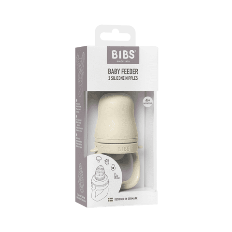 BIBS Baby Fruchtsauger Creme mit zwei Silikonaufsätzen in Originalverpackung für Babys ab 4 Monaten