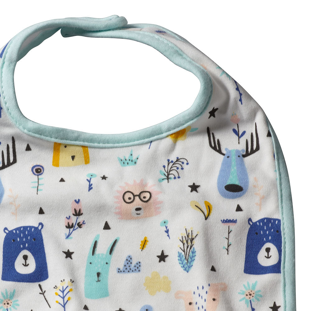 Bavoir bébé aux motifs colorés d'animaux de la forêt du coffret cadeau Forest