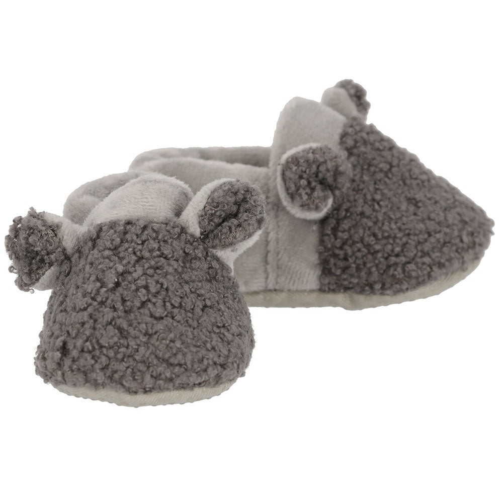 Chaussons bébé Apollo gris en peluche avec une construction douce et flexible