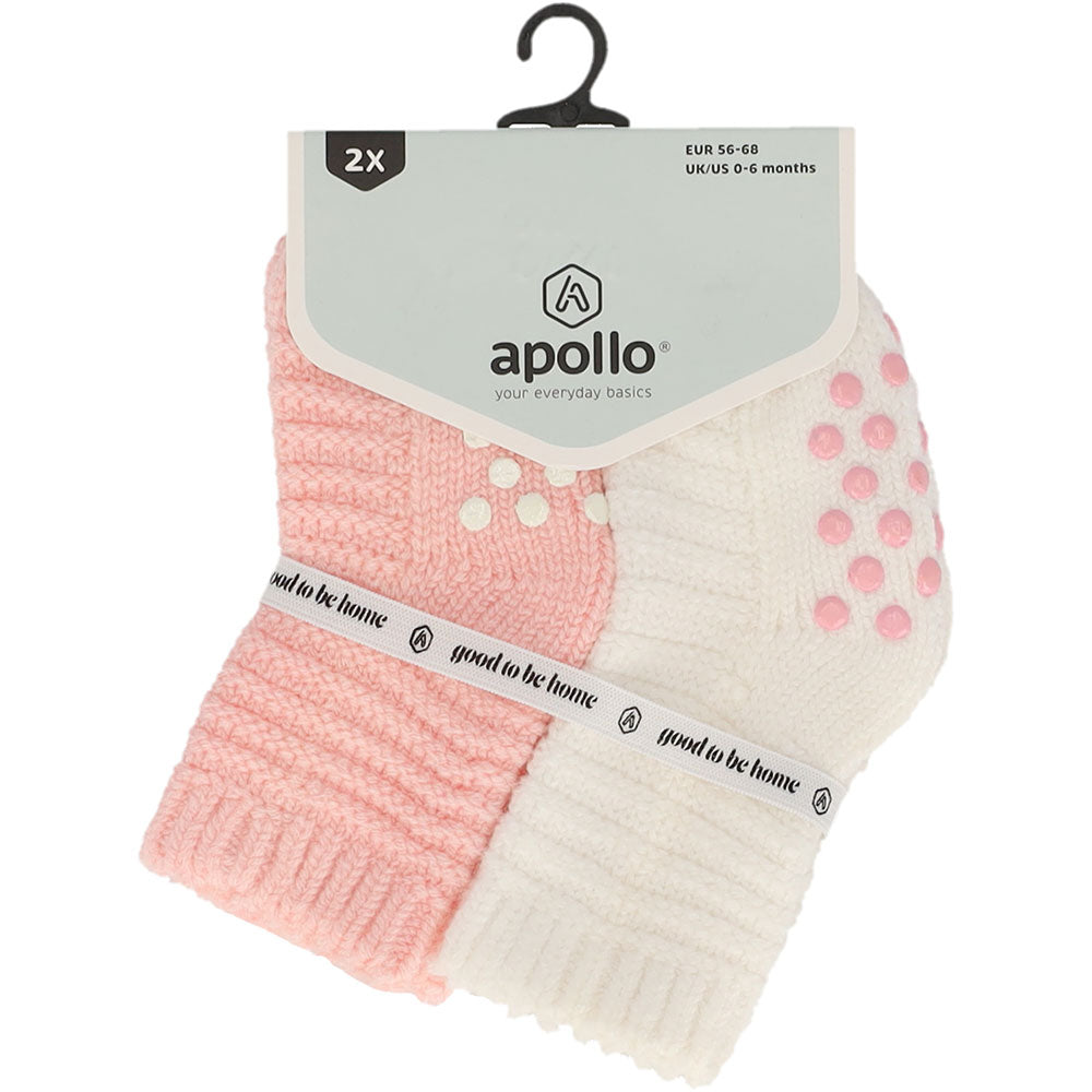 Babysocken 2er-Set Strick Rosa in Verpackung
