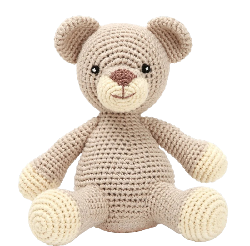 Gehäkeltes Plüschtier Bär in Beige aus Oeko-Tex zertifiziertem Bambusgarn für Babys ab 0 Monaten