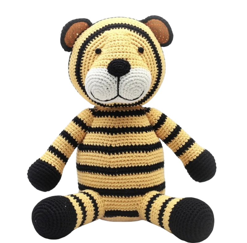 Gehäkeltes Plüschtier Tiger aus Oeko-Tex zertifiziertem Bambusgarn für Babys ab 0 Monaten