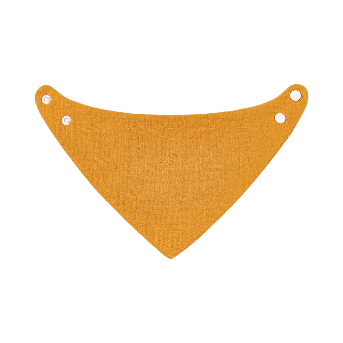 Der "Latz aus Baumwolle Orange" von Hello World ist ein weiches, dreieckiges Baumwoll-Lätzchen mit Druckknöpfen an den oberen Ecken, abgebildet auf einem schlichten weißen Hintergrund.