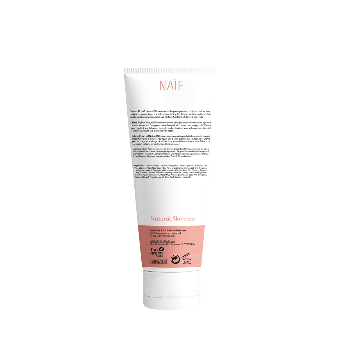 Back of the Naïf Baby & Kids care cream 75 ml with product information and ingredients.