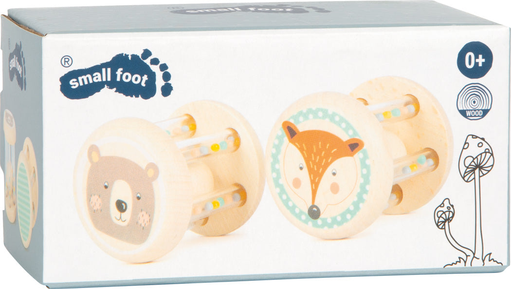 Originalverpackung des Small Foot Holz Greifspielzeug Tiere Pastell 2er Sets für Babys.