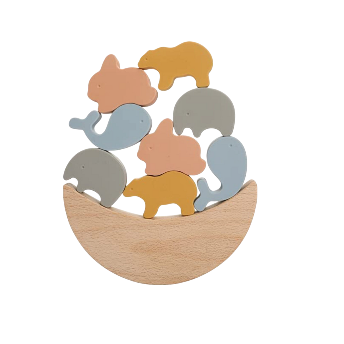 Das Hello World Windelgeschenk Körbchen (32x28cm) ist ein bezauberndes Babygeschenk mit pastellfarbenen Tierformen - Wale, Bären und Hasen - auf einem geschwungenen Holzsockel, ideal als einzigartiges Geschenk für jedes Neugeborene.