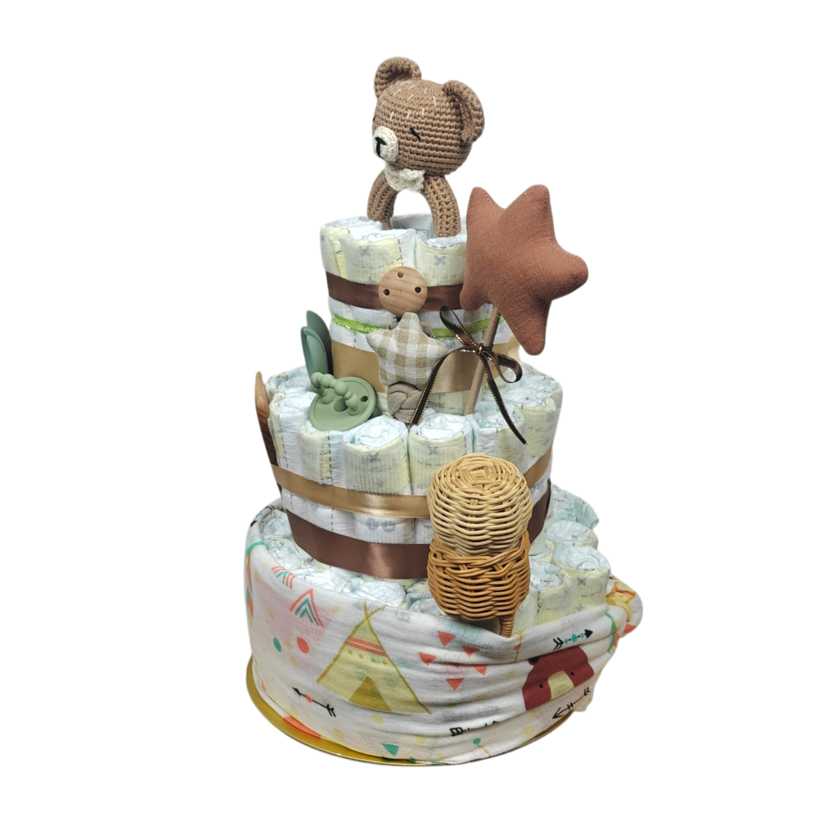 Windeltorte Seitenansicht (Rechts) Geschenk zur Geburt Babygeschenk