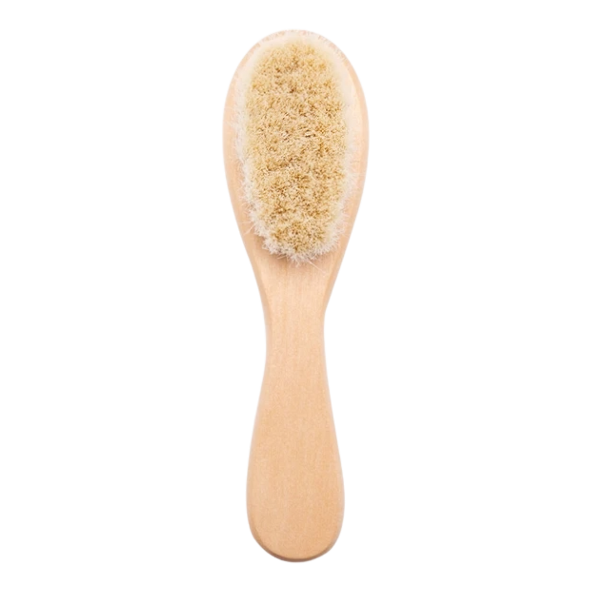 Die Windeltorte Schnuffel beige von Hello World, eine Bürste mit Holzgriff und weichen, hellen Borsten, eignet sich perfekt als Babyparty Geschenk oder Geschenk zur Geburt und ist hier auf weißem Hintergrund abgebildet.