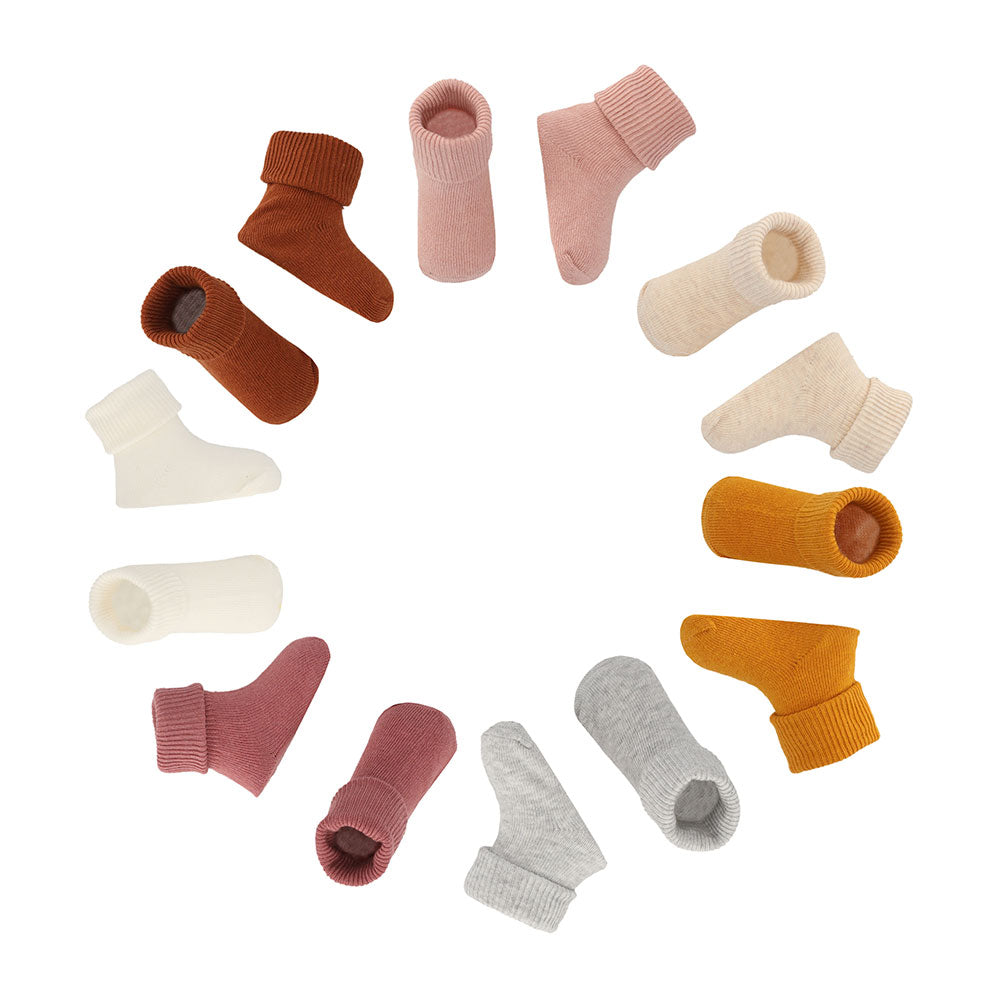 Lot de 7 chaussettes bébé fille 100 % coton de différentes couleurs