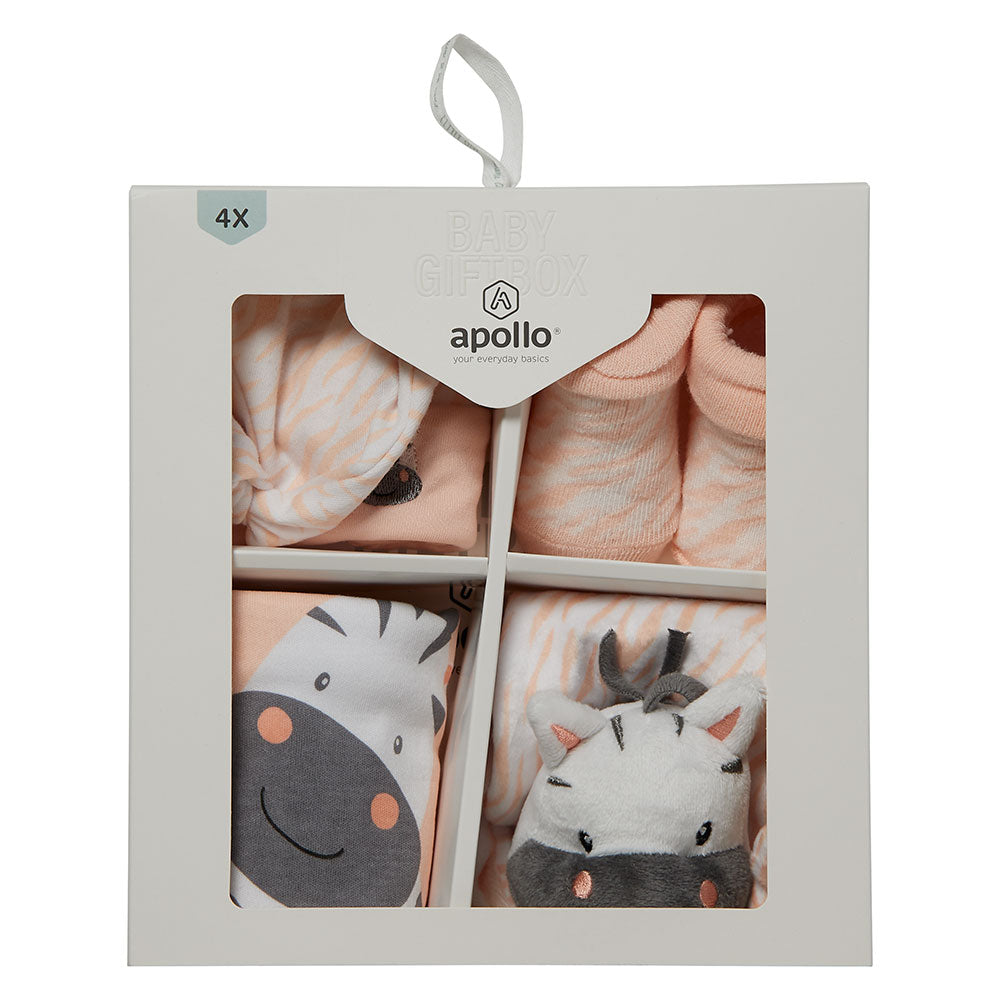 Coffret cadeau Apollo Baby Zebra 4 pièces dans un coffret cadeau décoratif avec fenêtre de visualisation