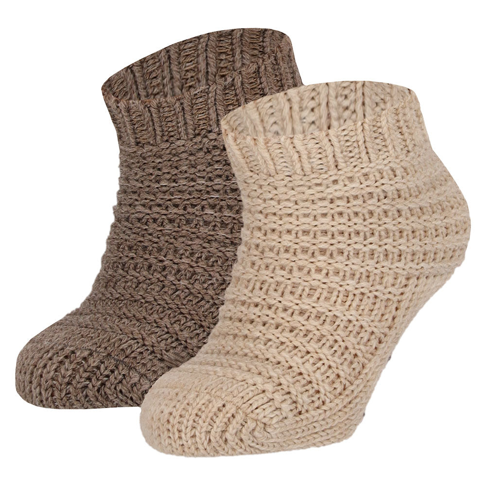 Baby Stricksocken in zwei Beigetönen mit weicher Strickstruktur