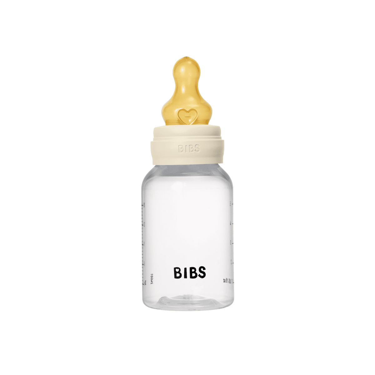 Biberon 150 ml in crema con tettarella in lattice naturale a flusso lento e sistema anticoliche integrato