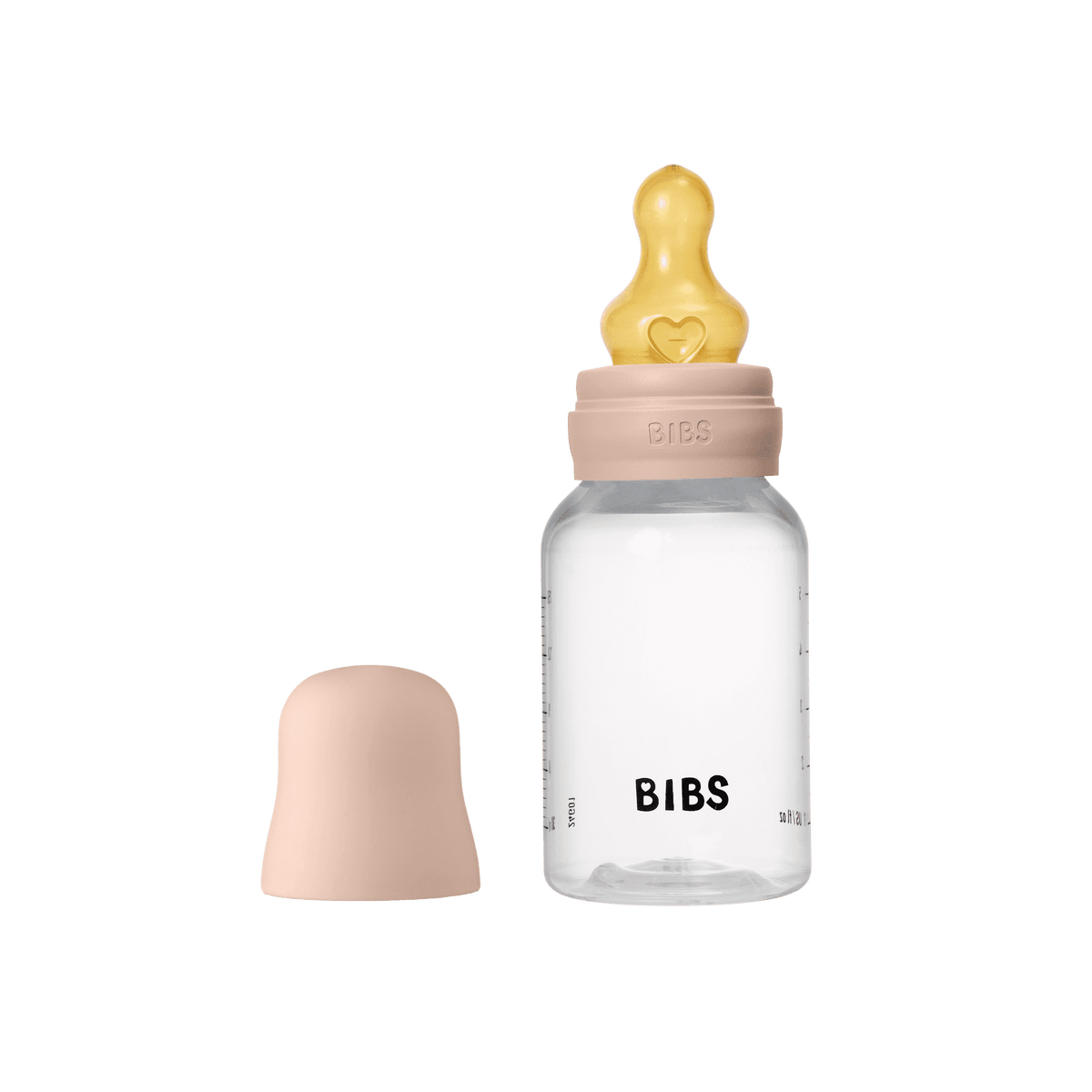 Biberon 150 ml Rosé con sistema anticoliche, tettarella in lattice naturale a flusso lento e tappo protettivo