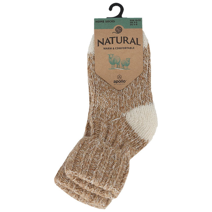 Babysocken 2er-Set mit Wolle in Beige in der Verpackung