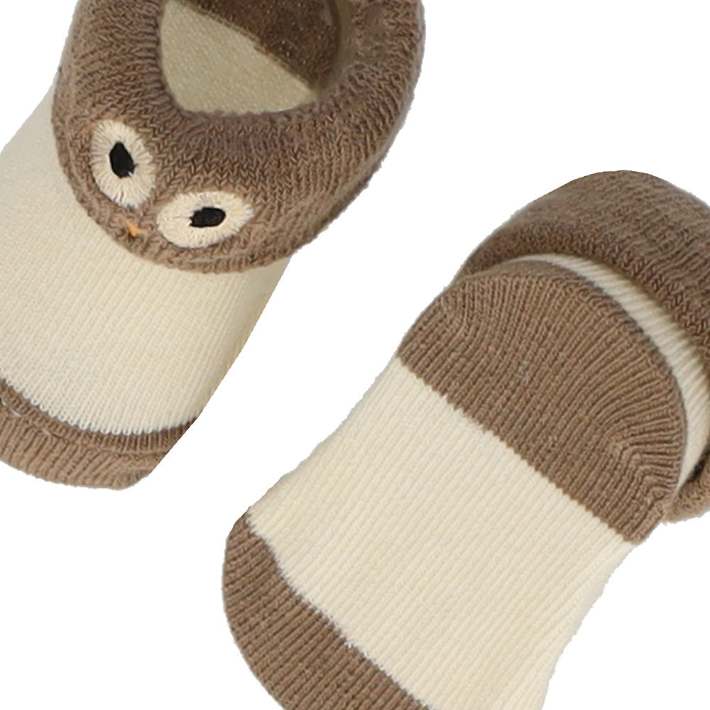 Chaussettes bébé marron beige à motif petite chouette du coffret cadeau bébé