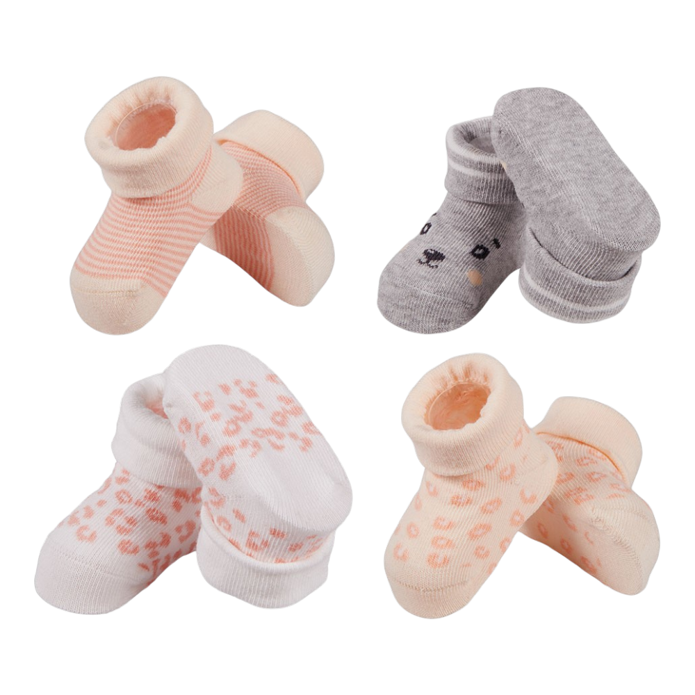 Chaussettes bébé nouveau-né à rayures imprimé léopard et motif animalier