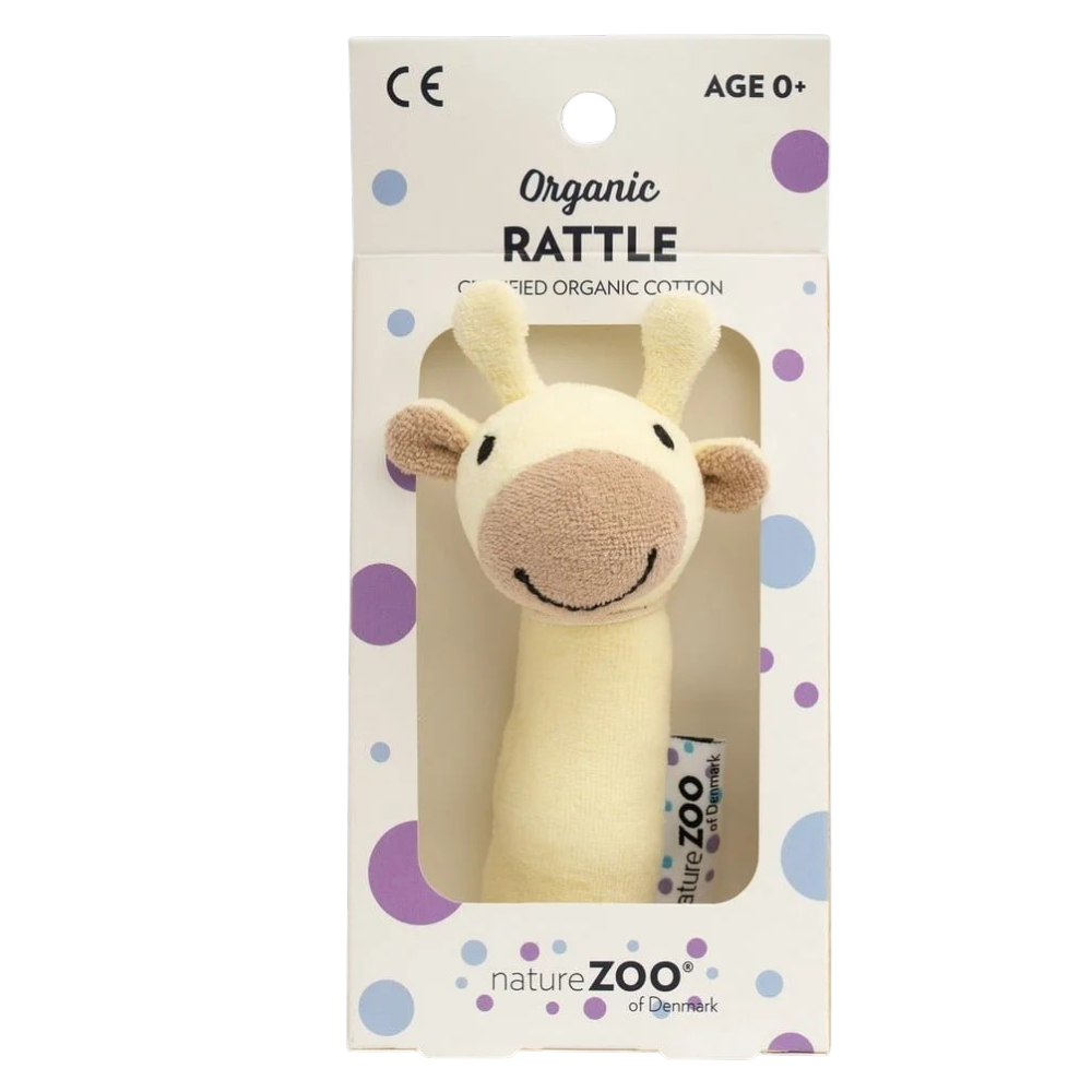 Bio Babyrassel Giraffe aus Bio-Baumwolle in Geschenkverpackung