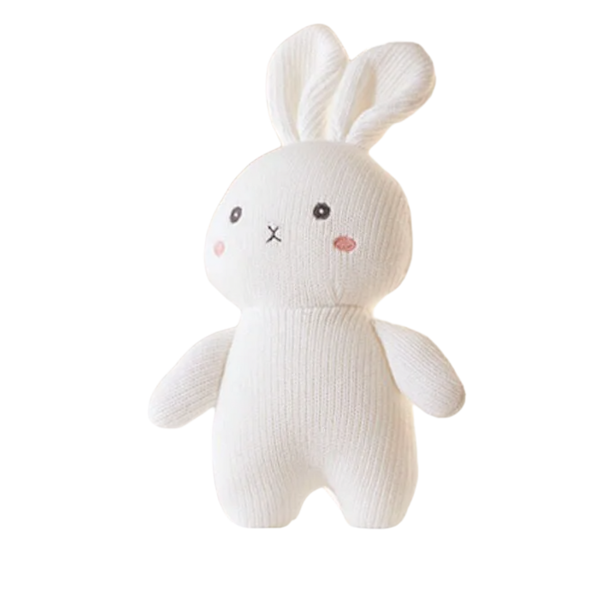 Der Plüschtier Hase [16x20cm] von Hello World ist ein handgefertigter, weißer Kuschelhase mit langen Ohren, schwarzen Augen und rosa Bäckchen - ein zauberhaftes Geschenk für jede Gelegenheit.