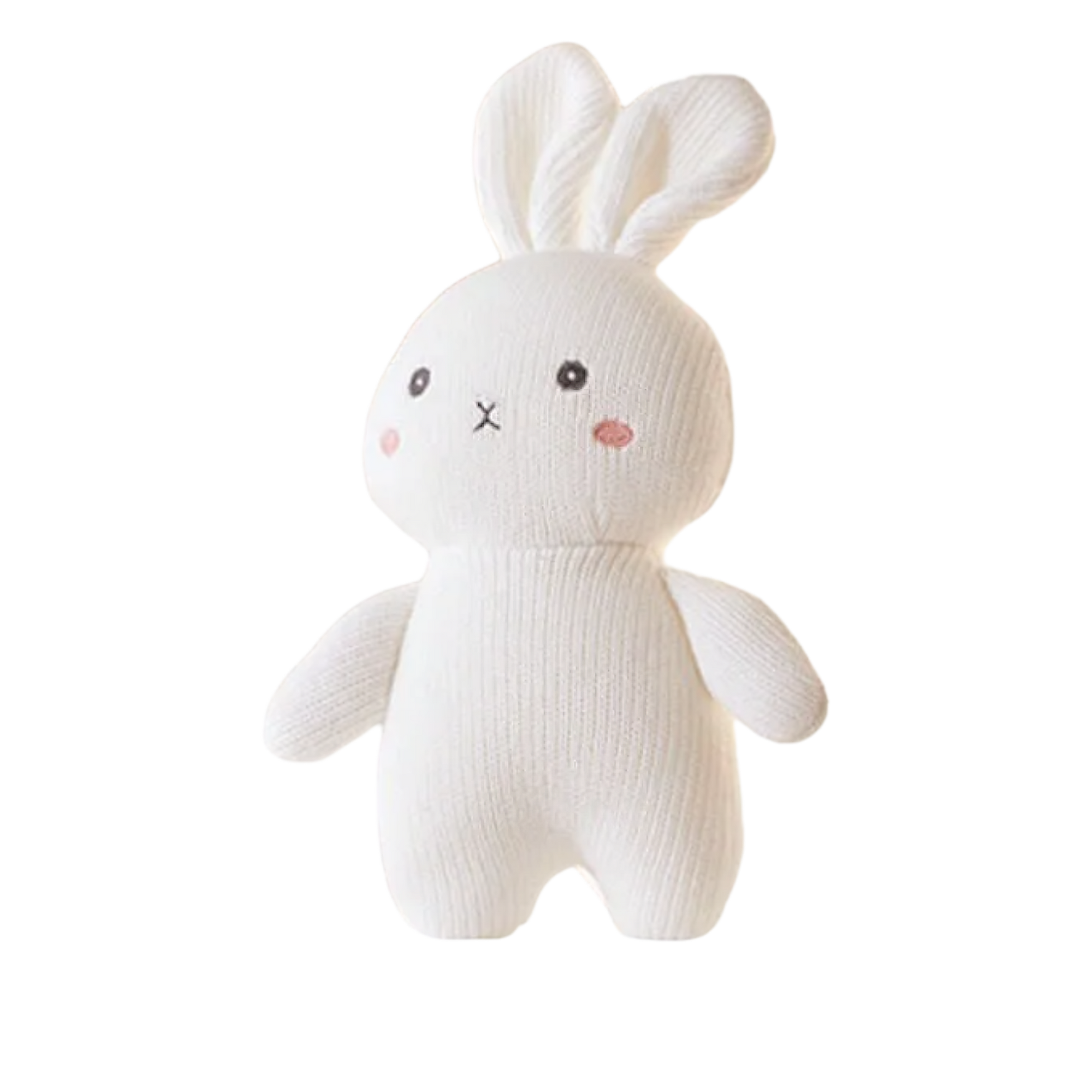 Der Plüschtier Hase [16x20cm] von Hello World ist ein handgefertigter, weißer Kuschelhase mit langen Ohren, schwarzen Augen und rosa Bäckchen - ein zauberhaftes Geschenk für jede Gelegenheit.