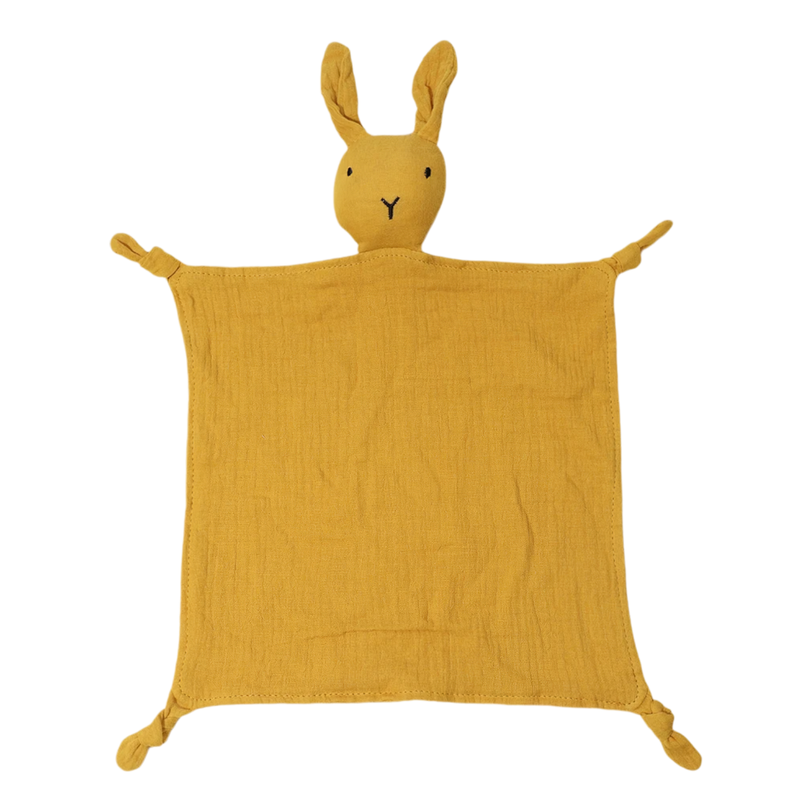 Der Schnuffel Orange [33x46cm] von Hello World ist eine weiche, orangefarbene, quadratische Kuscheldecke mit einem plüschigen Hasenkopf und geknoteten Ecken - ein idealer Kuschelbegleiter oder Geschenk Kinder für Babys und Kleinkinder.