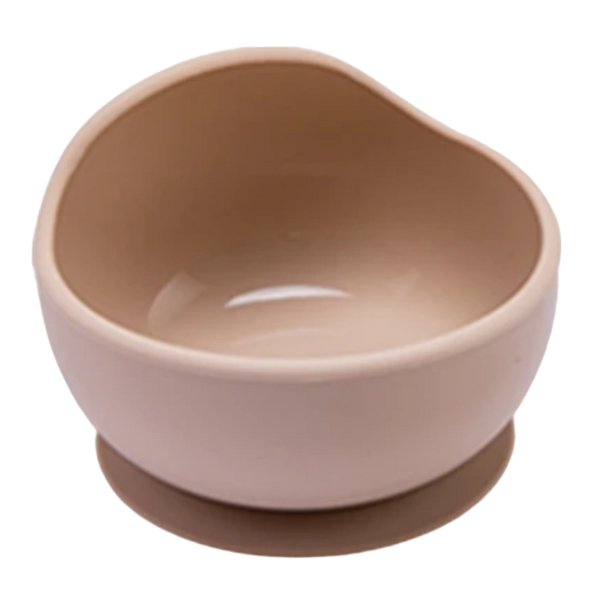 Die Schüssel rund Beige [12x8cm] von Hello World besteht aus Silikon, hat hohe Rücken, gewellten Rand für leichtes Schöpfen und einen Saugfuß gegen Verrutschen - ideal als natürliche Kinderschüssel.