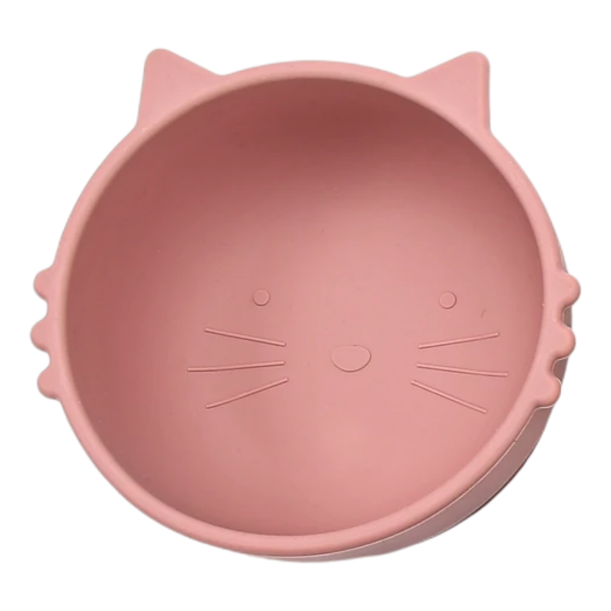 Die Hello World Schüssel rund Katze Pink [12x5cm] ist eine runde Silikonschüssel mit Katzenohren und einem geprägten Katzengesicht, die sich durch eine weiche Textur und ein verspieltes Design auszeichnet - perfekt für die Kleinen.