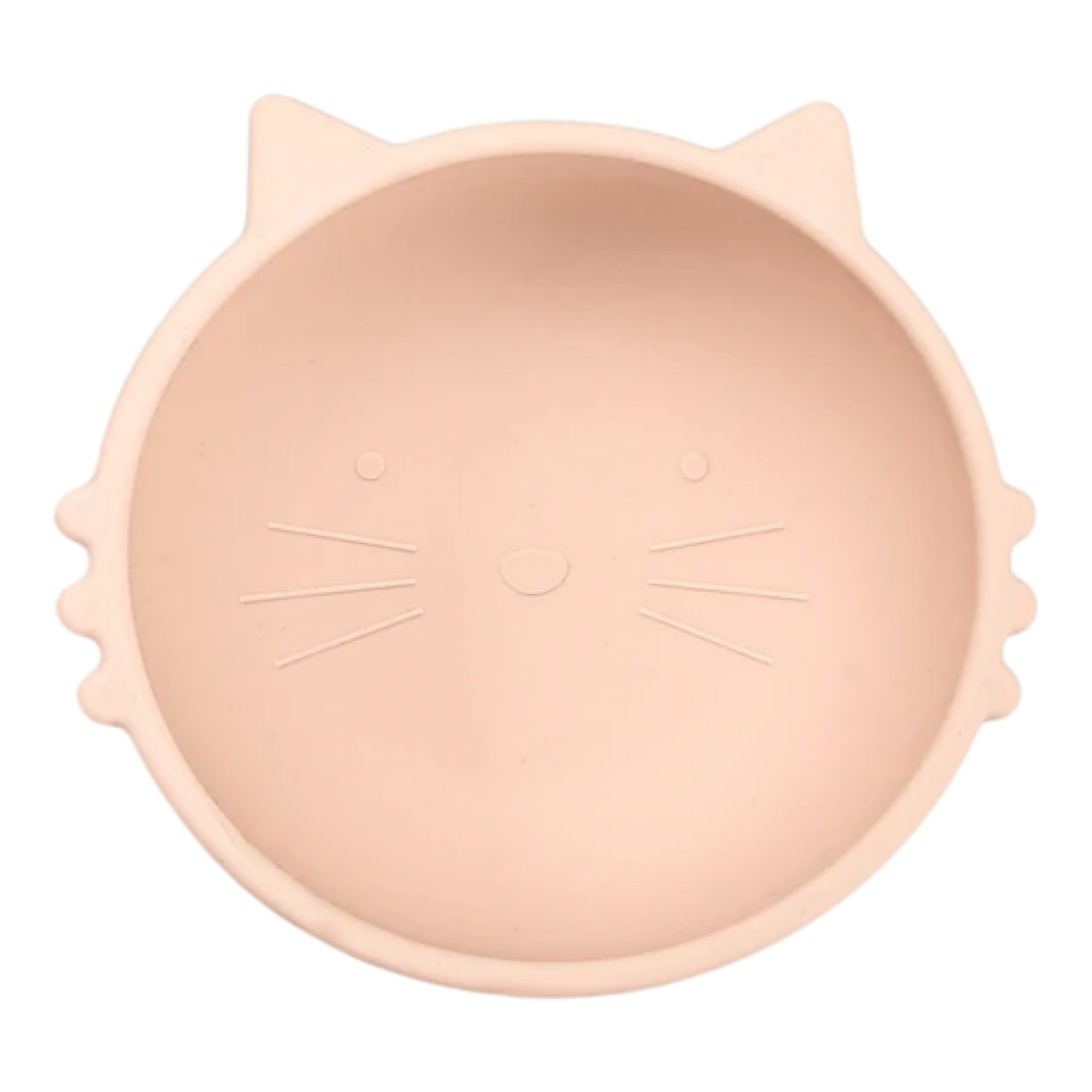 Die Hello World Schüssel rund Katze Rosa [12x5cm] ist eine runde, hellrosa Schüssel in Katzenform mit geprägten Elementen - perfekt für Baby-Led Weaning.