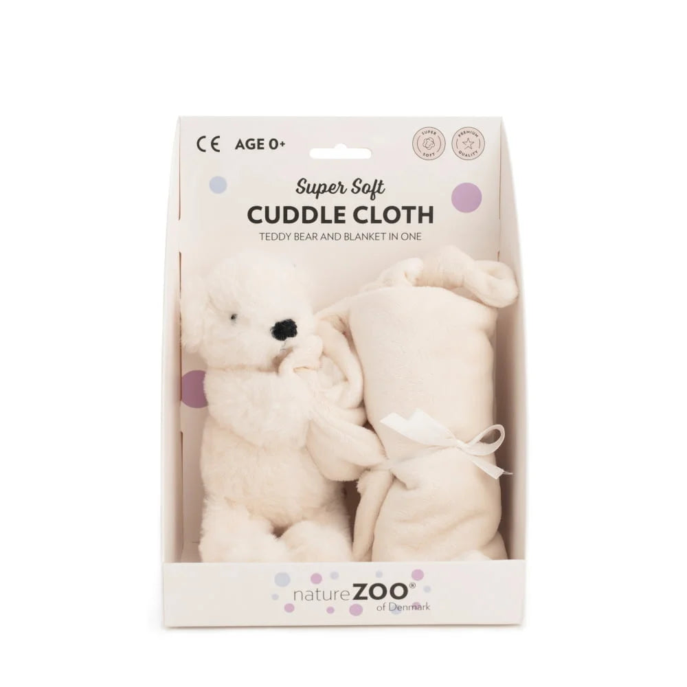 Kuscheltuch mit weissem Plüschtier Eisbär von natureZOO in Geschenkverpackung