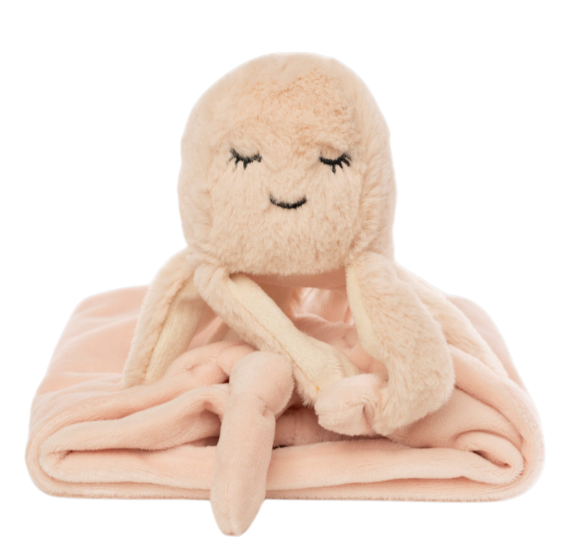 Kuscheltuch mit Plüschtier Tintenfisch in Light Pink von natureZOO für Babys ab 0 Monaten