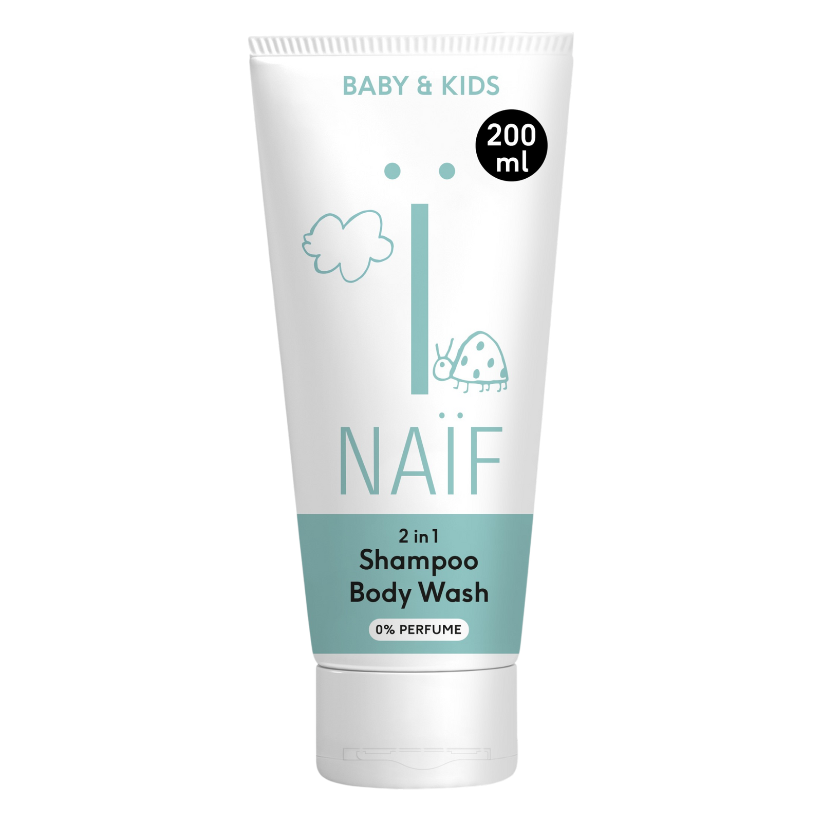Naïf Baby & Kids 2 in 1 shampoo & shower gel 200 ml without perfume for sensitive baby skin
