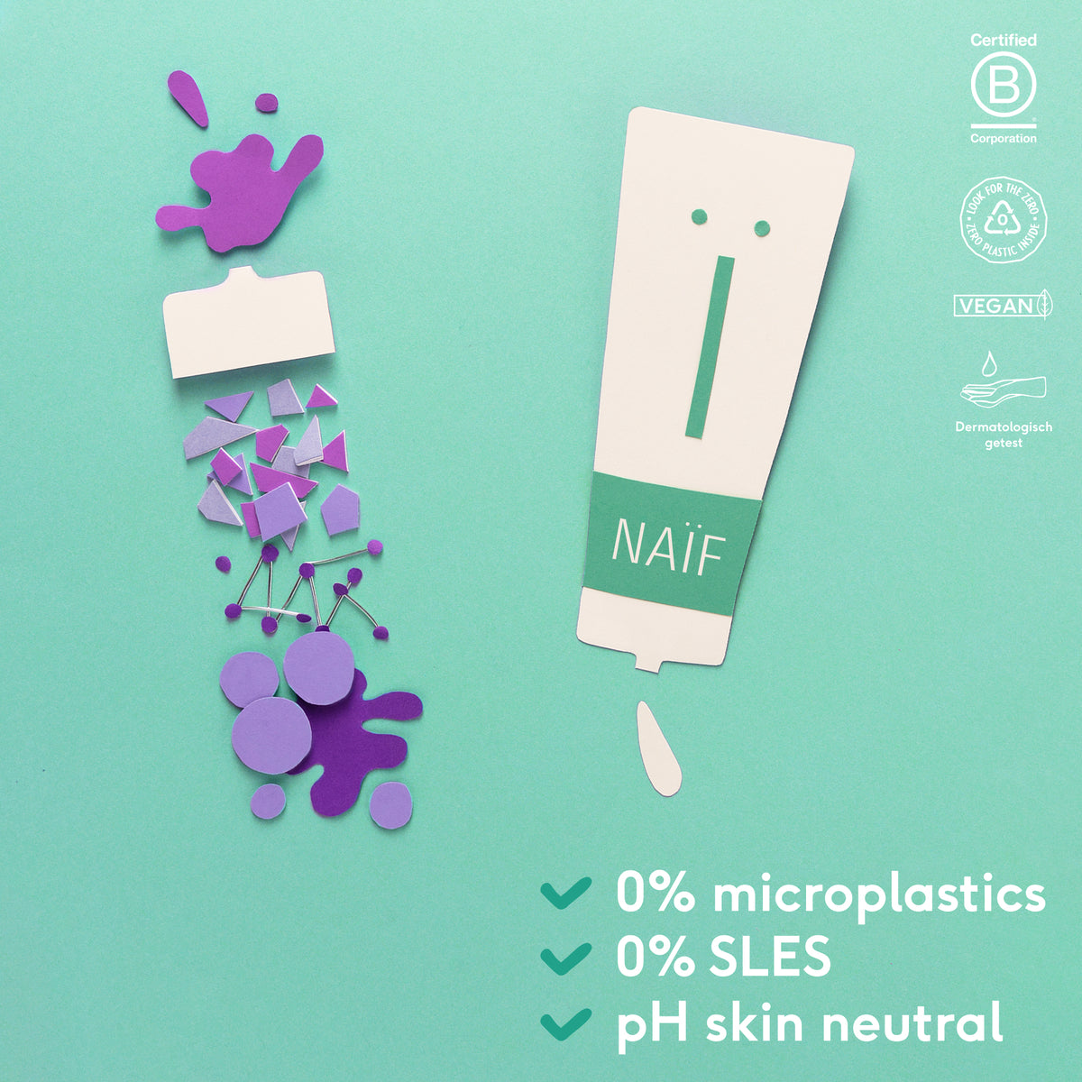 Naïf Baby & Kids shampoo e bagnoschiuma 2 in 1 senza microplastiche, senza SLES e pH neutro per la pelle