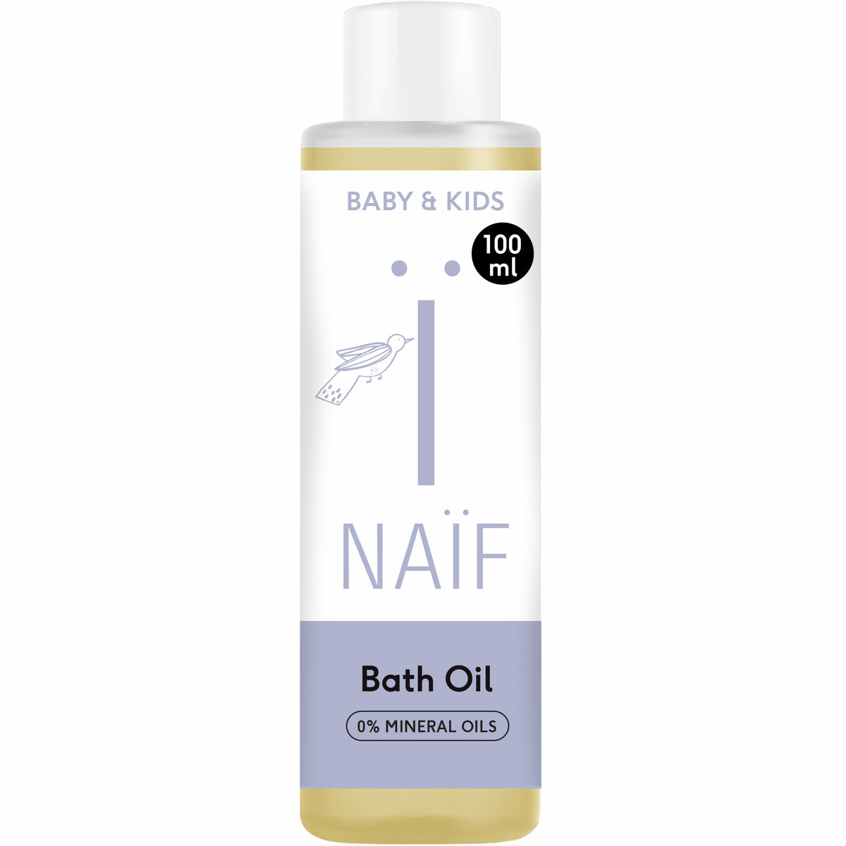 Naïf Baby & Kids bath oil 100 ml for sensitive baby skin with sunflower and cotton seed oil.