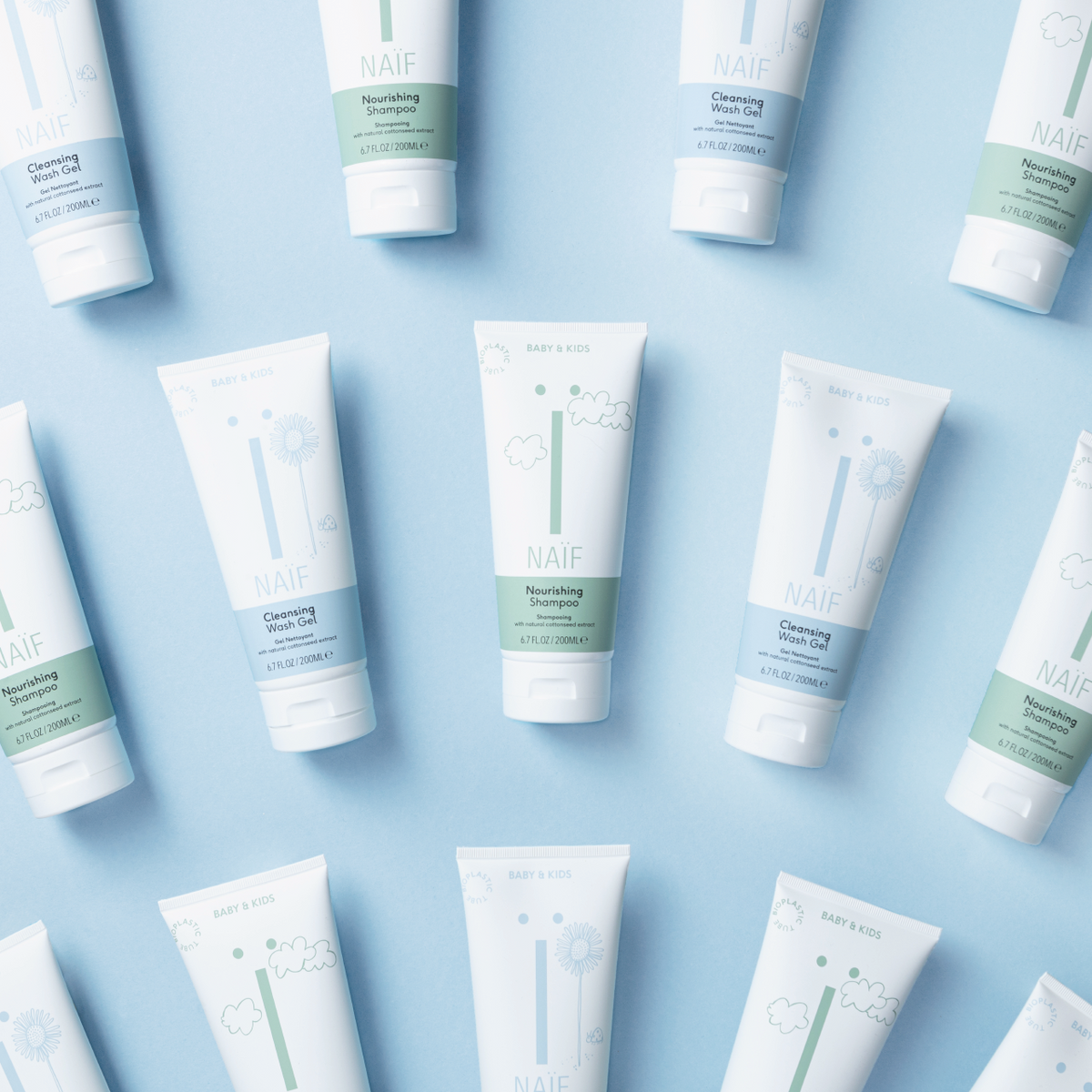 Naïf Baby & Kids Duschgel und Shampoo aus der natürlichen Babypflege-Serie für empfindliche Haut