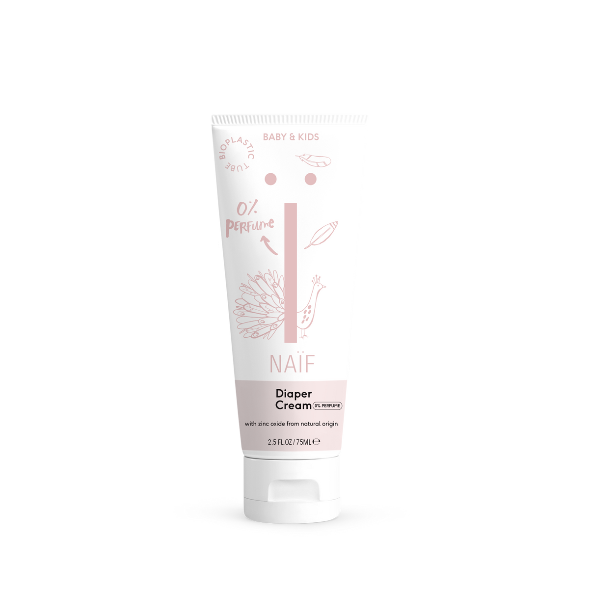 Crème pour le change Naïf Baby & Kids 75 ml sans parfum à l'oxyde de zinc d'origine naturelle pour la peau sensible de bébé.