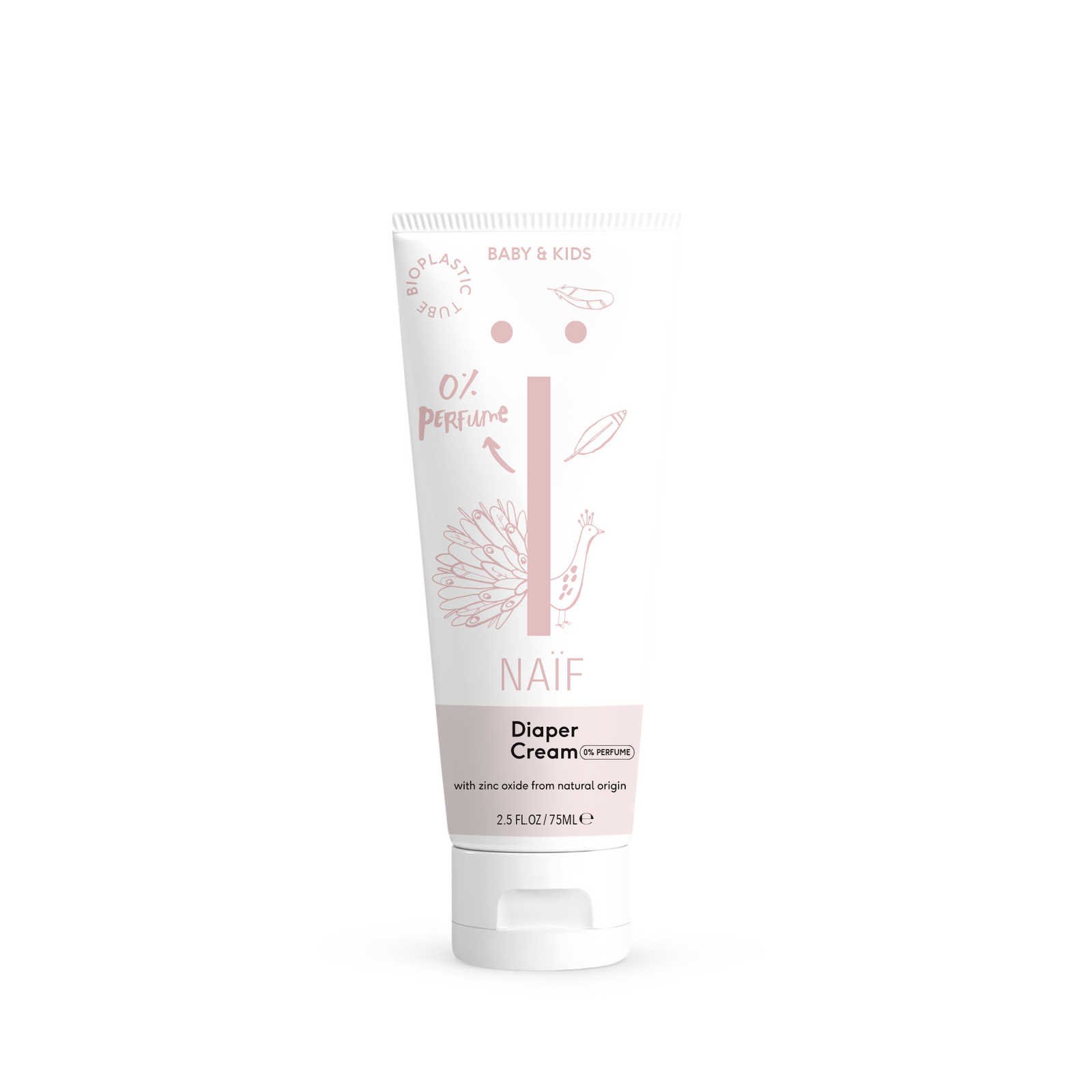Naïf Baby & Kids diaper cream 75 ml fragrance-free with zinc oxide of natural origin for sensitive baby skin.