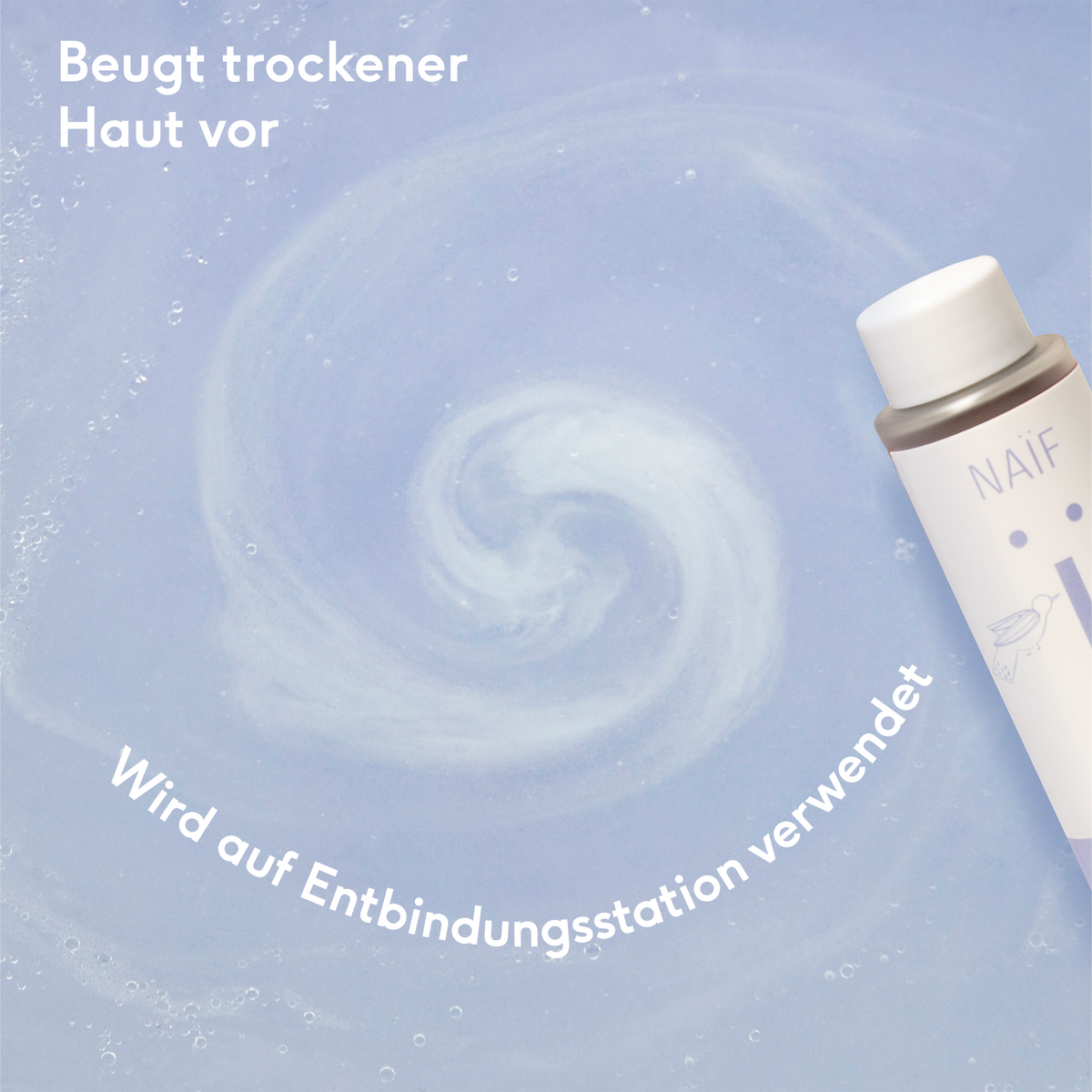 Naïf Baby & Kids Badeöl pflegt empfindliche Babyhaut bereits während des Badens und beugt trockener Haut vor.