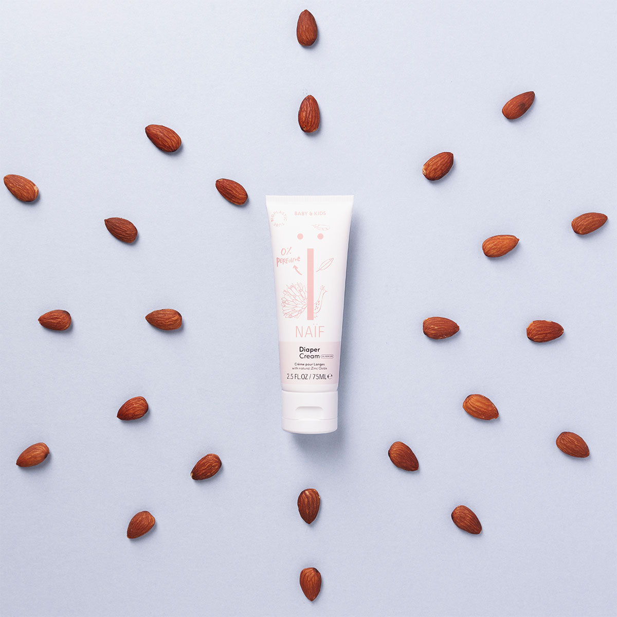 Naïf Baby & Kids Windelcreme 75 ml mit Zinkoxid natürlichen Ursprungs und pflegenden Inhaltsstoffen für empfindliche Babyhaut.