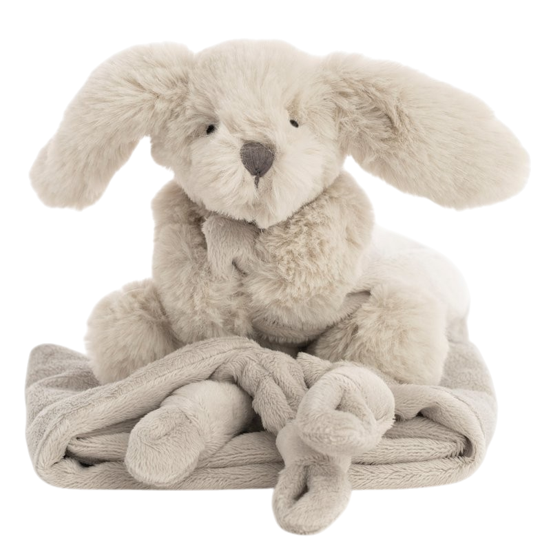 Gray comfort blanket with a cuddly bunny from natureZOO for babies from 0 months