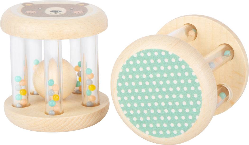 Holz Greifspielzeug Tiere Pastell 2er Set mit Vorder- und Rückseite im Vergleich.