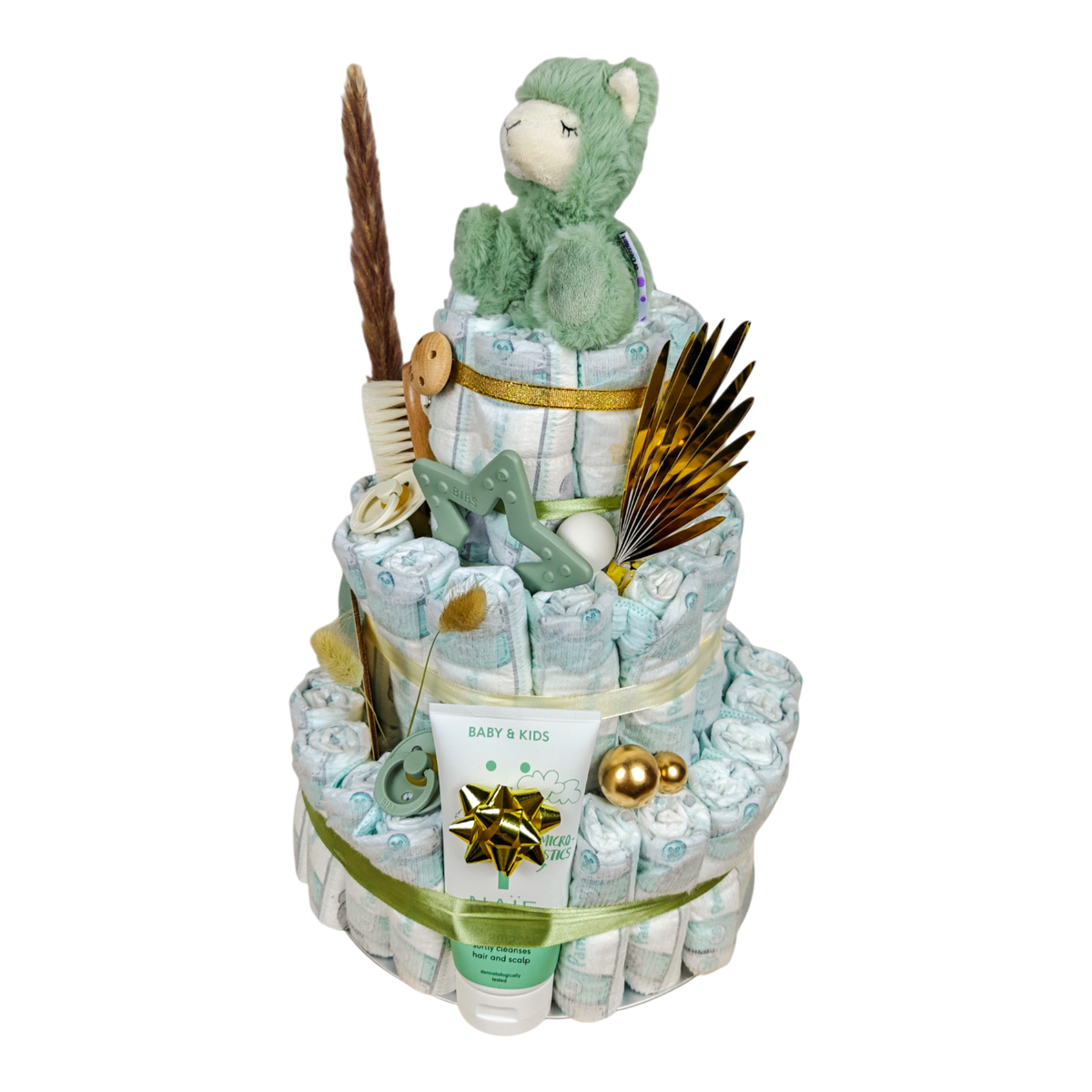 Thanks to its natural design, Sora is a wonderful unisex gift for a birth, baby shower or christening. Each diaper cake is assembled and individually decorated by hand in Switzerland.