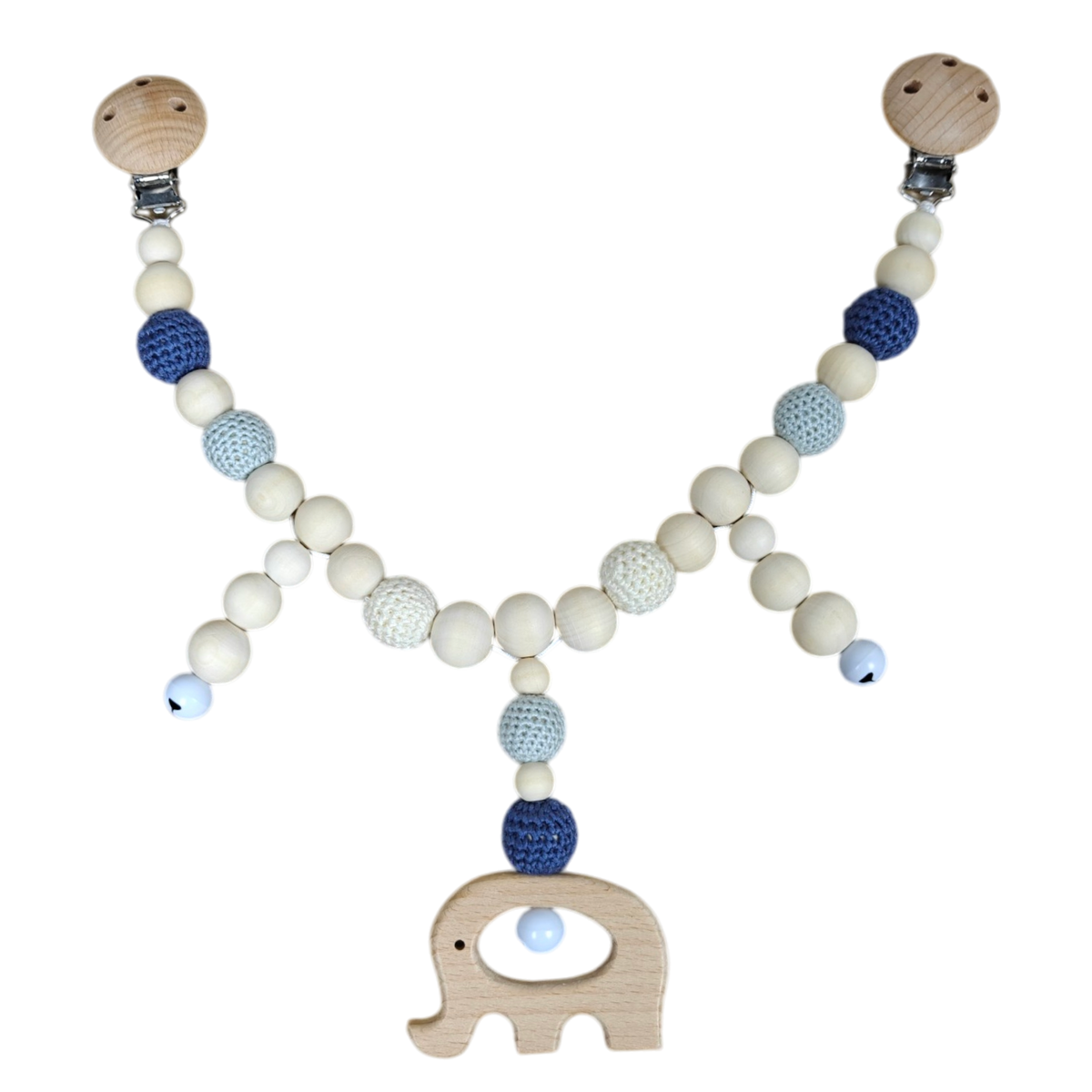 Chaîne de poussette éléphant avec 3 clochettes